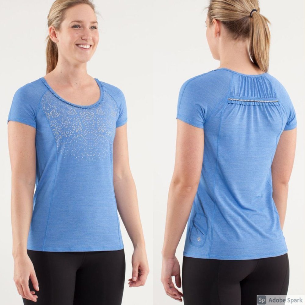 Women's Blue Short Sleeve Top